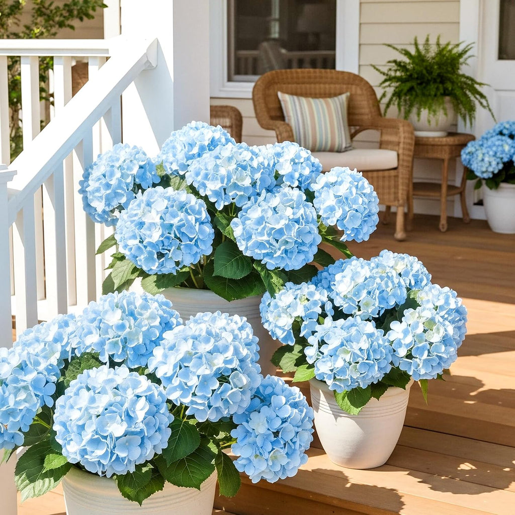 auihiay 6 bundles blue hydrangea artificial flowers for, view 9