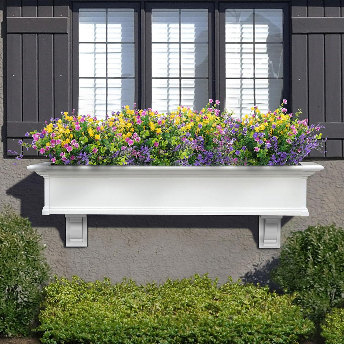 Hananona 48 Pcs Artificial Flowers Outdoor, Faux Artificial Plants UV Resista...