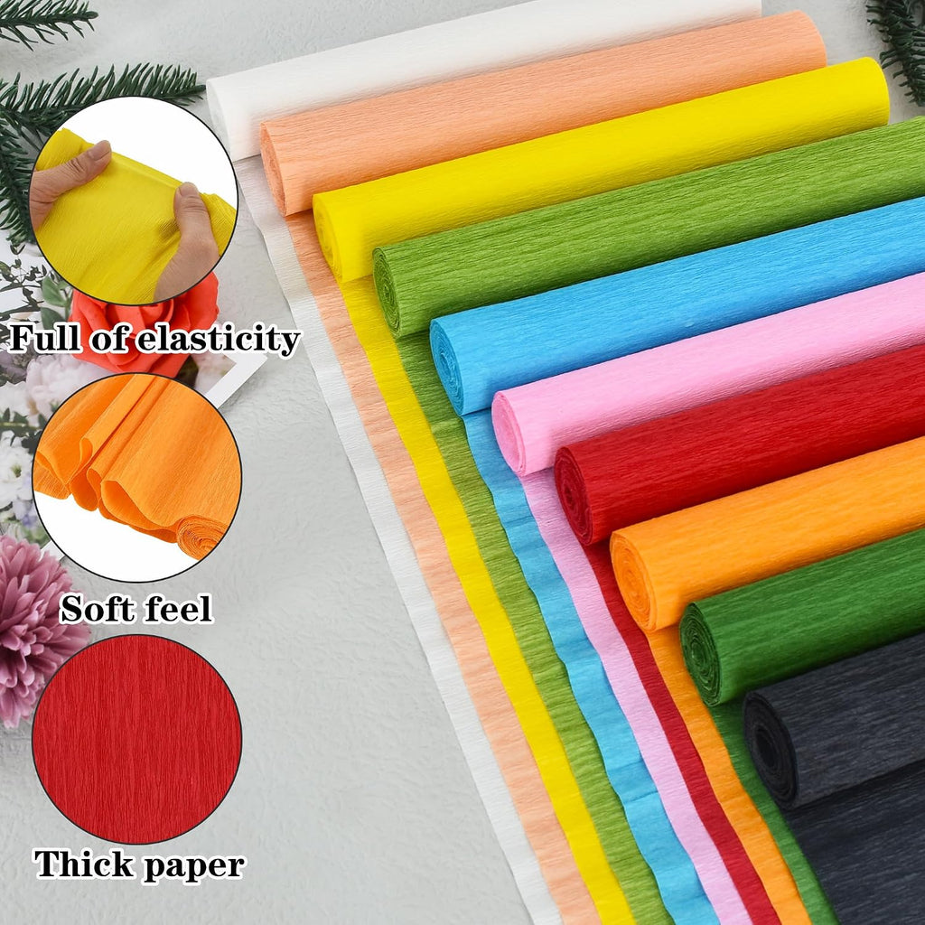 BEISHIDA White Crepe Paper Roll, 9.8 Inch Wide 8ft Long Crepe Paper Sheet for Flower Making, Wedding Ceremony, Birthday Holiday Halloween Party Decoration,DIY Craft(2Rolls)