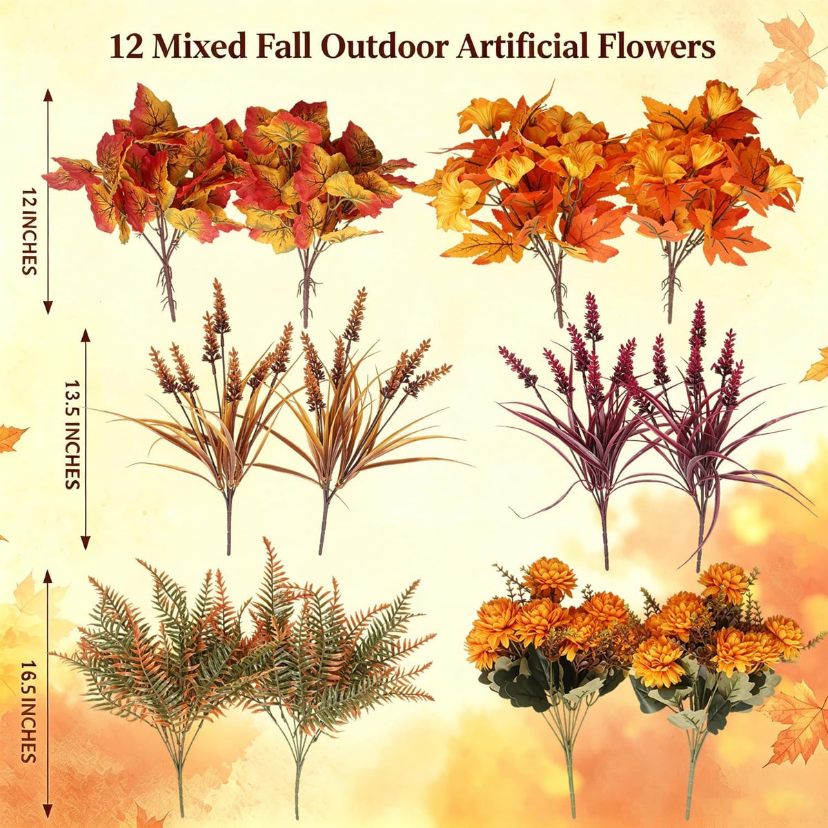 grunyia 12 pcs artificial fall flowers uv resistant shown in use