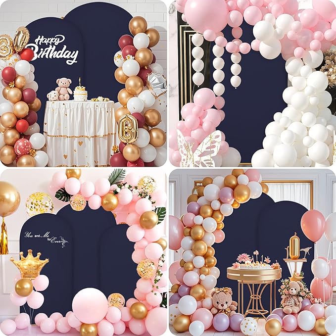 6.6FT Wedding Arch Covers Arch Backdrop Cover Arch Stand Covers Set Arch Cover Spandex Fabric Stretchy Backdrop for Wedding Birthday Party Decoration Baby Shower (Dark Blue)
