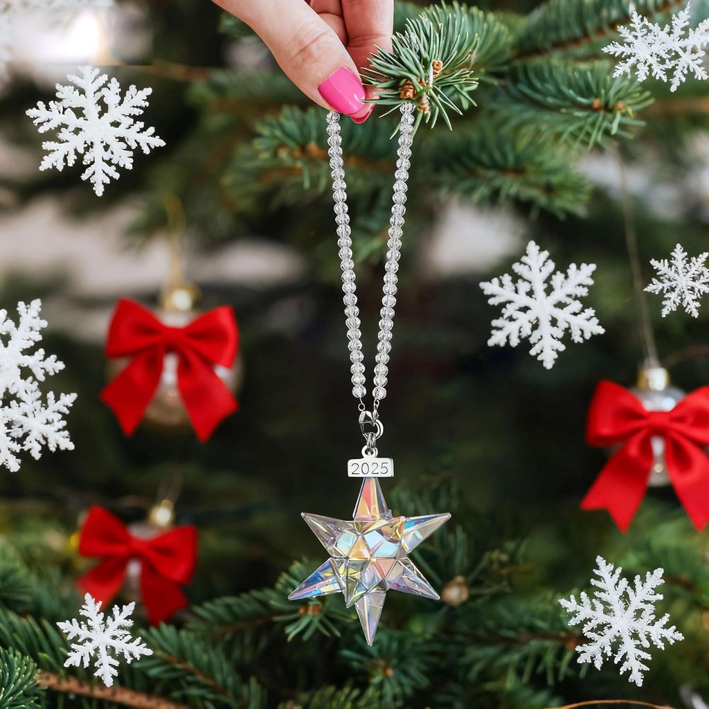 2025 Crystal Star Ornament Glass Ornaments for Christmas Tree Nativity Star Ornament Crystal Sun Catcher Hanging Decor (Colorful)