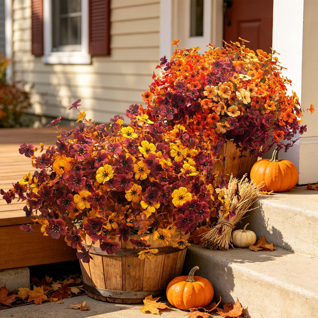 artificial fall flowers uv resistant outdoor autumn plants shown in use