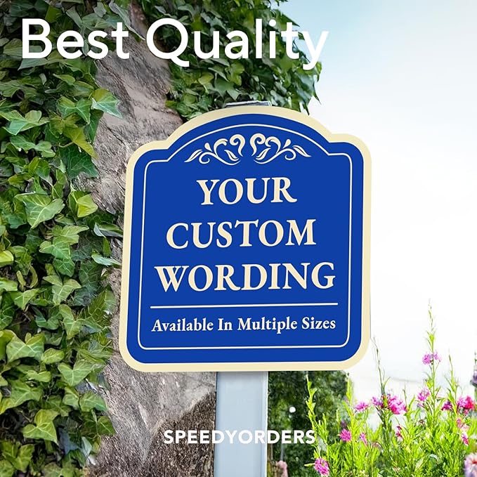 Custom Decorative Outdoor Metal Sign - Personalized Aluminum Driveway Sign, Waterproof, Made in USA - Design 1 Blue Steel 18x18 In