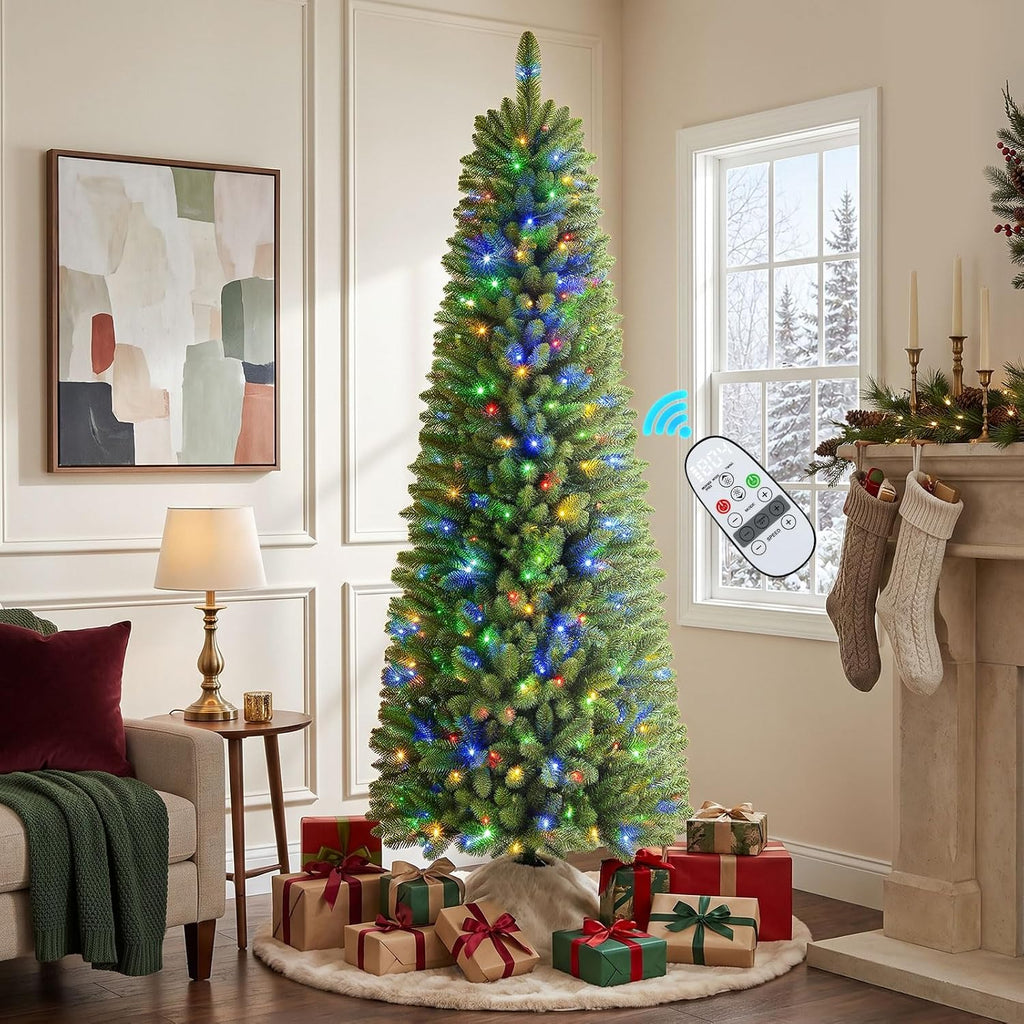 shareconn 6ft prelit pencil hinged christmas tree with, main product view