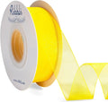 Ribbli Daffodil Yellow Organza Ribbon,1 Inches x Continuous 50 Yard,Yellow Sheer Ribbon for Gift Wrapping,Cookie Wrapping,Wedding Decoration,All Crafting and Sewing