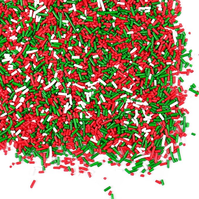 Christmas Sprinkles Bulk for Cake Decorating 7 ounce Holiday Jimmies Red and Green Sprinkles for Xmas Party Cupcake Toppers Cookie Ice Cream Decorations Celebrations