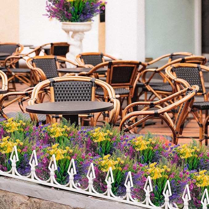 20 Bundles Artificial Flowers Outdoor No Fade UV Resistant Fake Plastic Flowers Faux Plants for Garden Patio Porch Window Box Home Wedding Farmhouse Hanging Décor