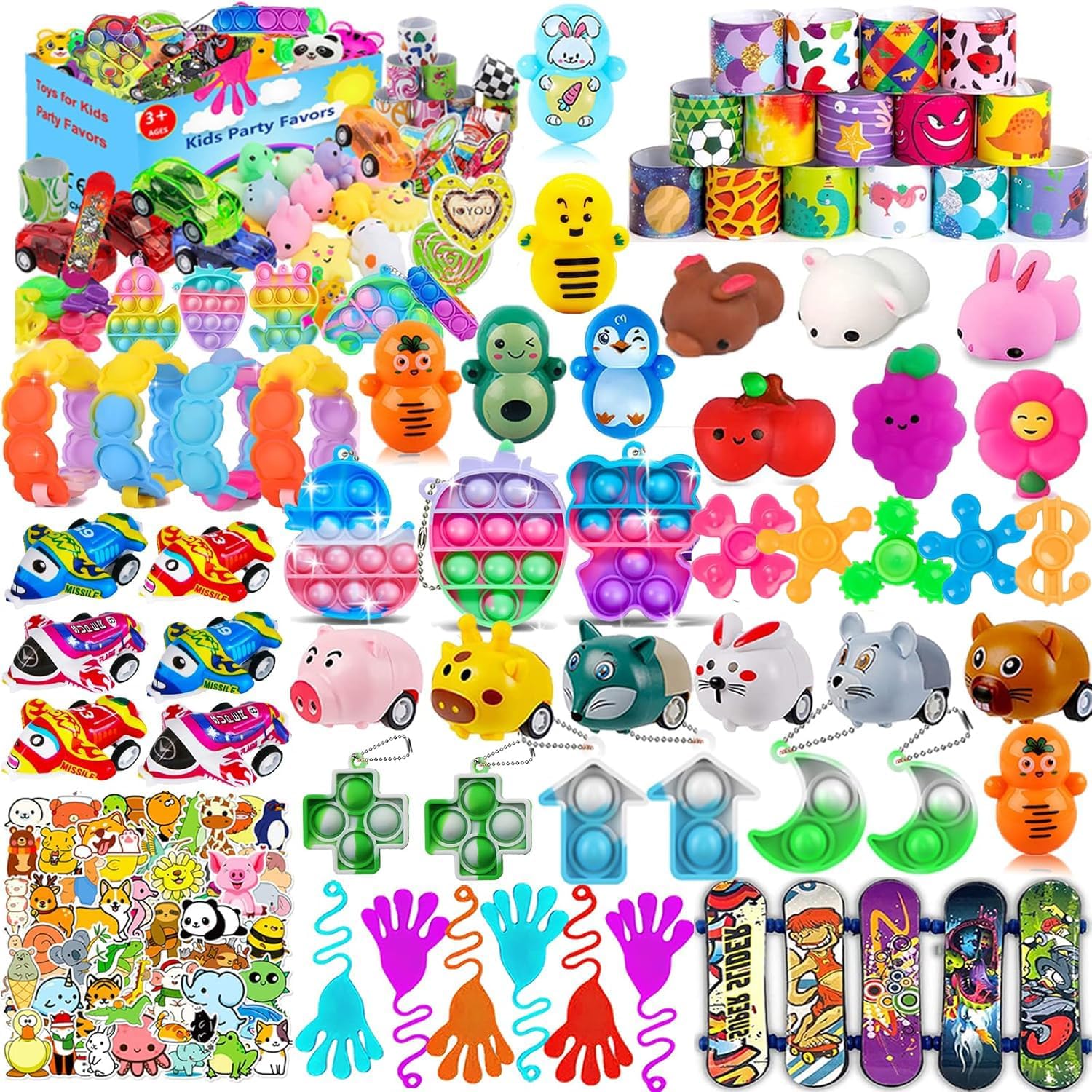 Mivanlin 117 Pcs Party Favors for Kids 4-8 8-12, Pop Fidget Toys, Treasure Box Toys for Classroom Prizes, Pinata Filler Goodie Bag Stuffers, Treasure Chest, Prize Box Toys for Boys Girls