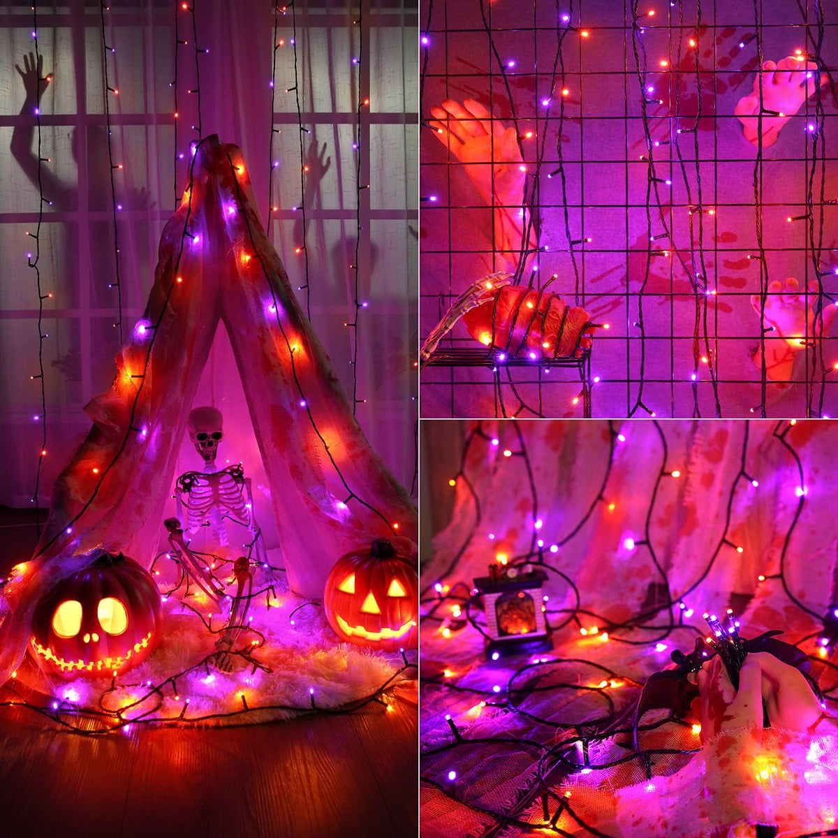 Brizled LED Halloween Lights Indoor Outdoor Orange & Purple String Light