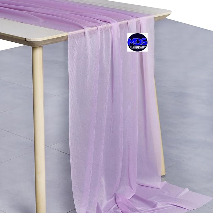 MDS 2 Pack 14ft Chiffon Table Runner 29 x 170 Inches Sheer Wedding Runner Romantic Rustic Table Runner for Wedding Decorations, Birthday Parties, Bridal Shower Party Arch Decor - Orchid
