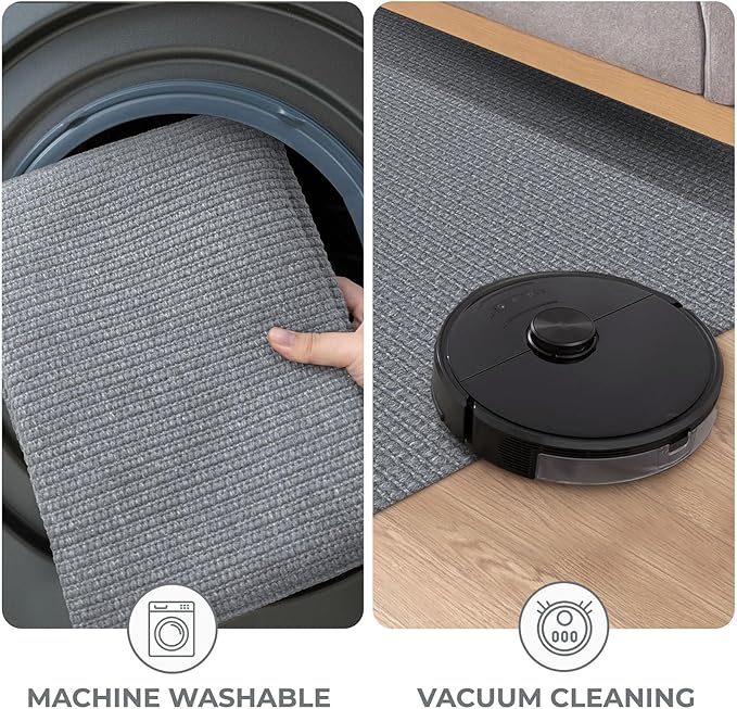 KOZYFLY Washable Runner Rug 3x12 ft Hallway Kitchen Runner Rugs with Rubber Backing Bobo Non Slip Entryway Runner Indoor, Long Carpet Runners for Hall Kitchen Entryway, Grey