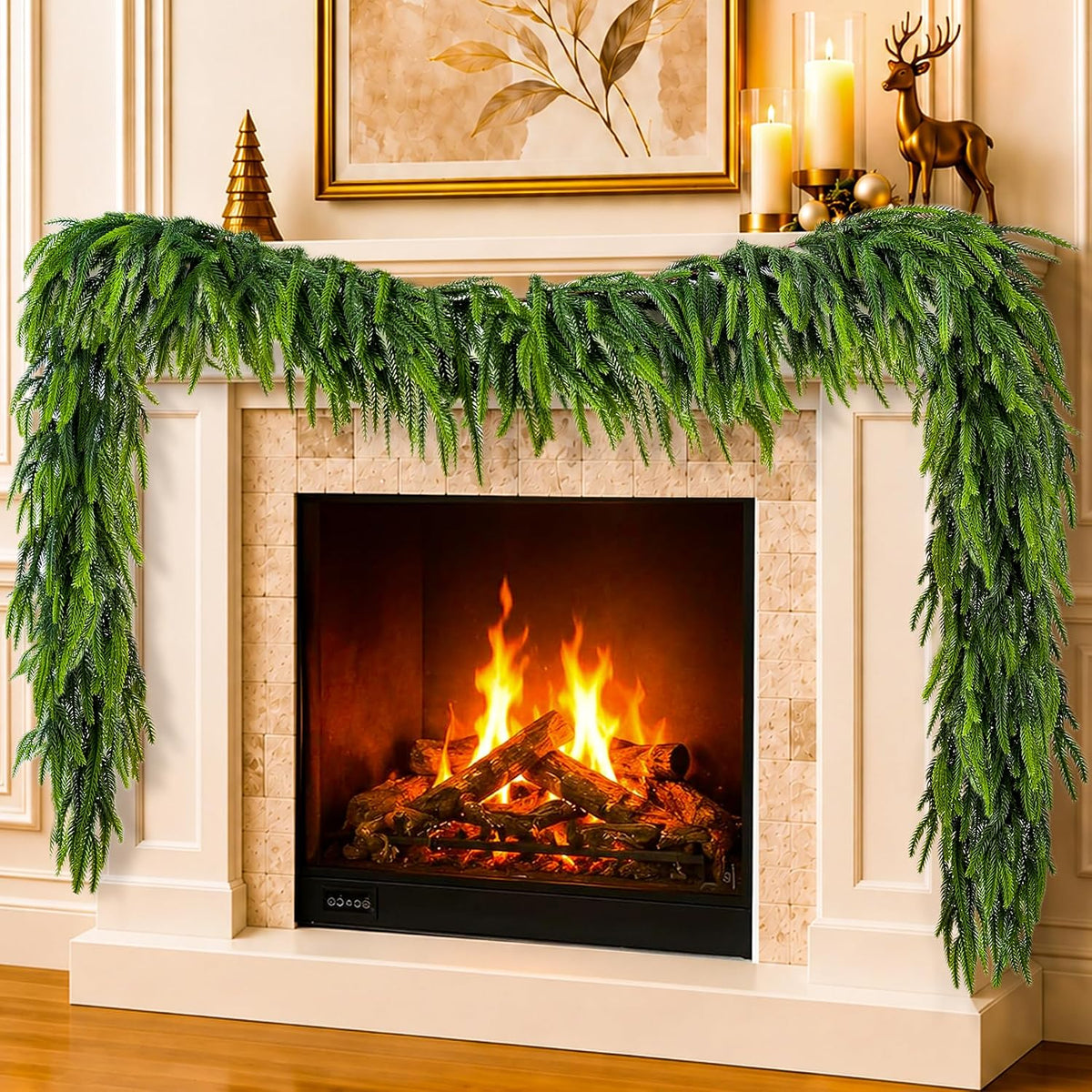 12ft (2pcs 6ft) extra full christmas garland real, main product view