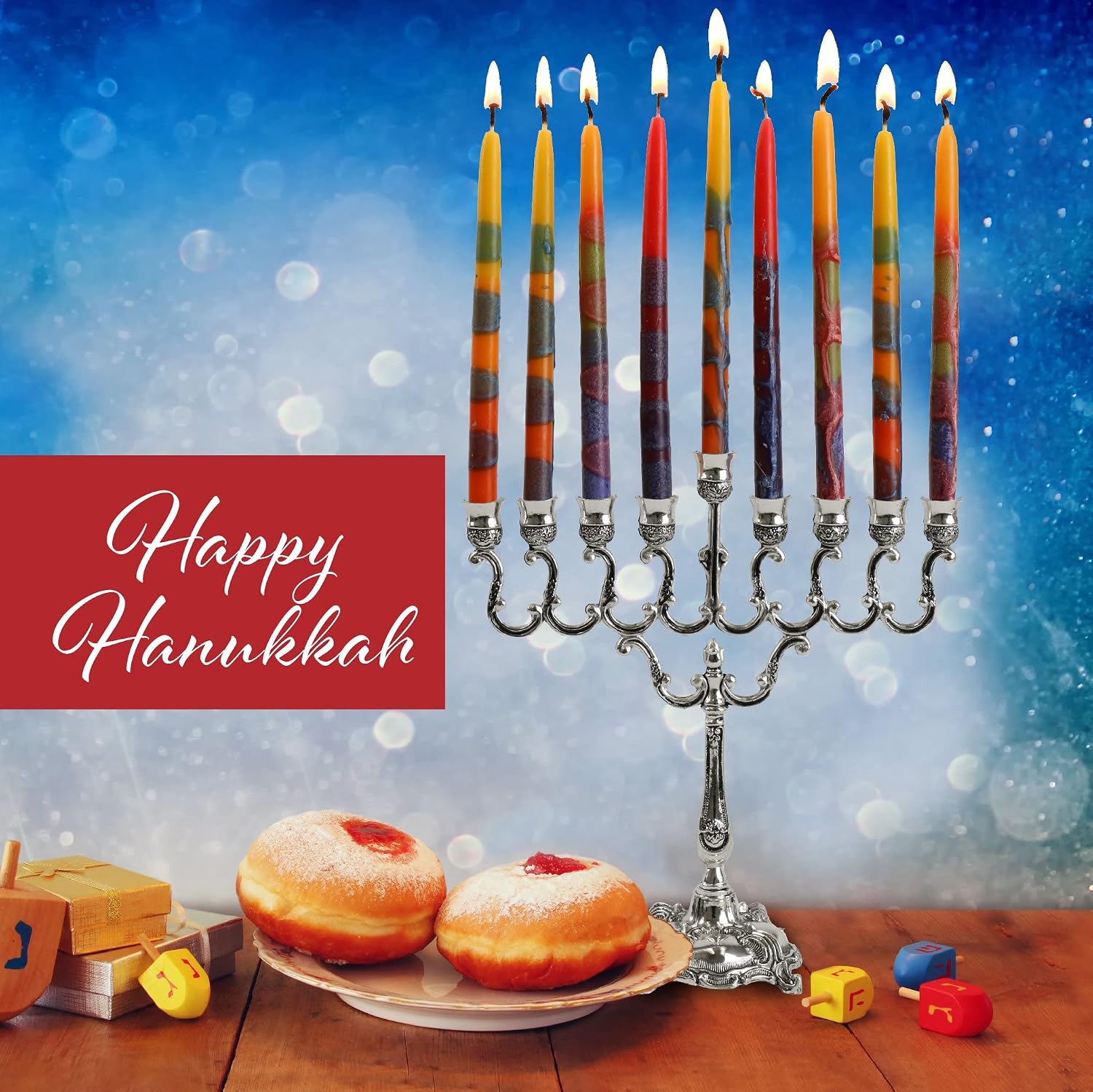 Ner Mitzvah Colorful Dripless Handmade Chanukah Candles - Standard Size Fits Most Menorahs - Premium Quality Wax - Assorted Colors - 45 Count for All 8 Nights of Hanukkah