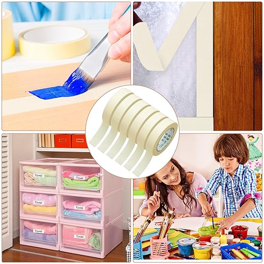 Masking Tape Bulk General Purpose Masking Painting Tape 55 Yards for Painting Home Office School Stationery Arts Crafts Basic Use, Easy Removal(72 Rolls,0.8 Inch)
