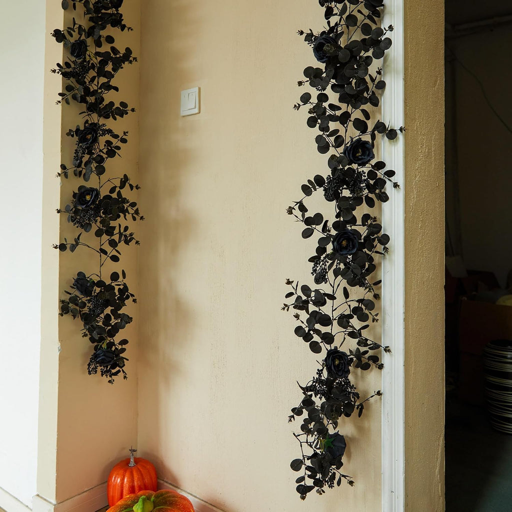 party joy 6.56ft halloween decorations black garland with on a desk or shelf