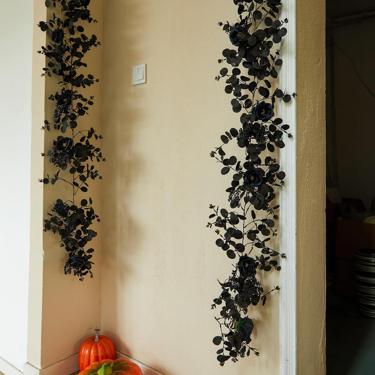 party joy 6.56ft halloween decorations black garland with on a desk or shelf