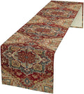 Boho Bohemia Style Table Runner, Vintage Red Brown Retro Flower Rustic Country Style Floral Print Pattern for Home Kitchen Table Decor Dining Coffee Room Garden Party Decor 13x90in