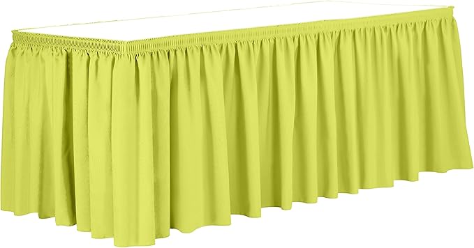 Ultimate Textile Pleat Polyester Fabric Table Skirt - Machine Washable Flame Resistant with Clips for Events, Weddings & Trade Shows, Cut & Sewn in Paterson, NJ - Lemon, 17' Shirred Pleat