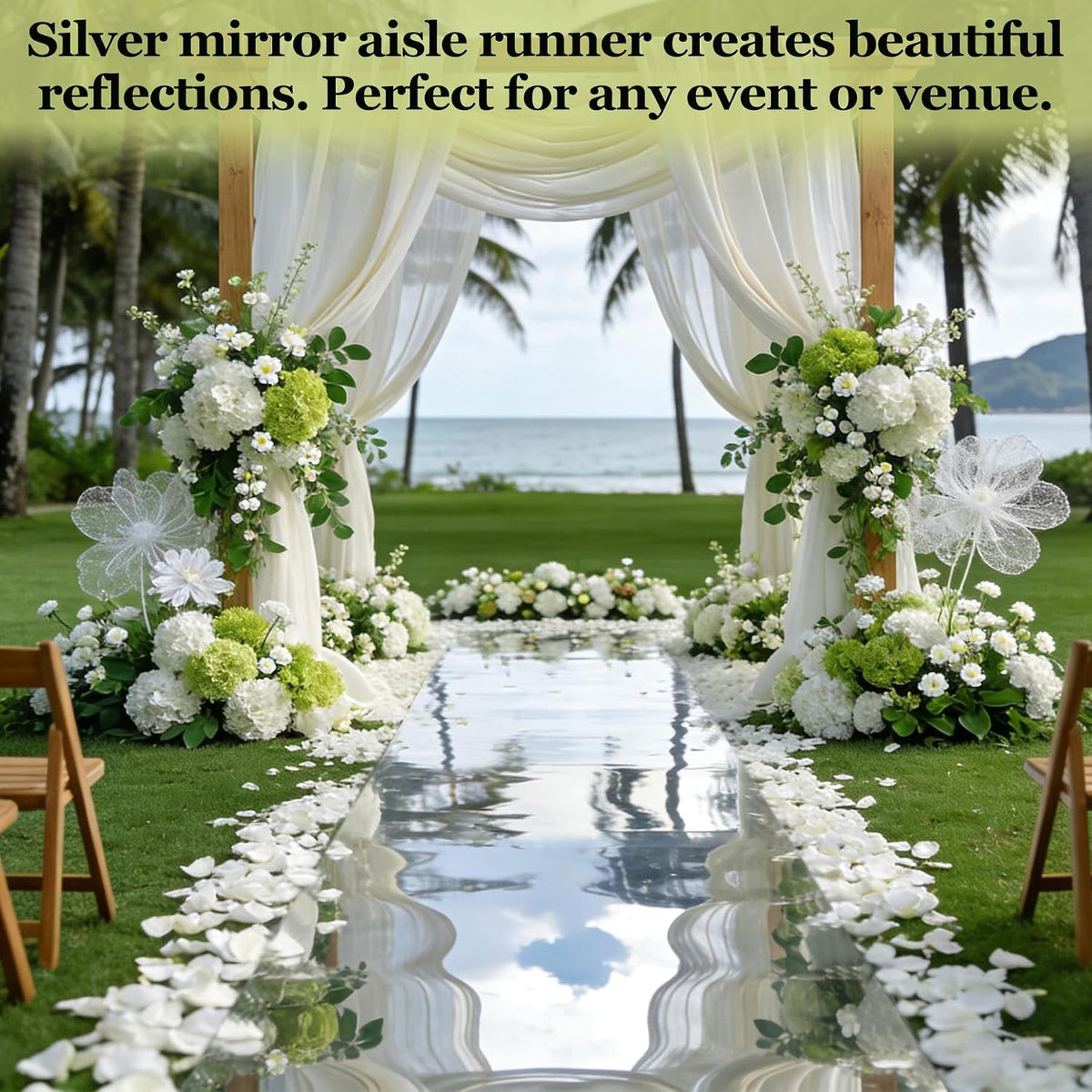 3.3x32.8ft Mirror Rug Aisle Runner for Wedding,Double Sided Bright Reflective...
