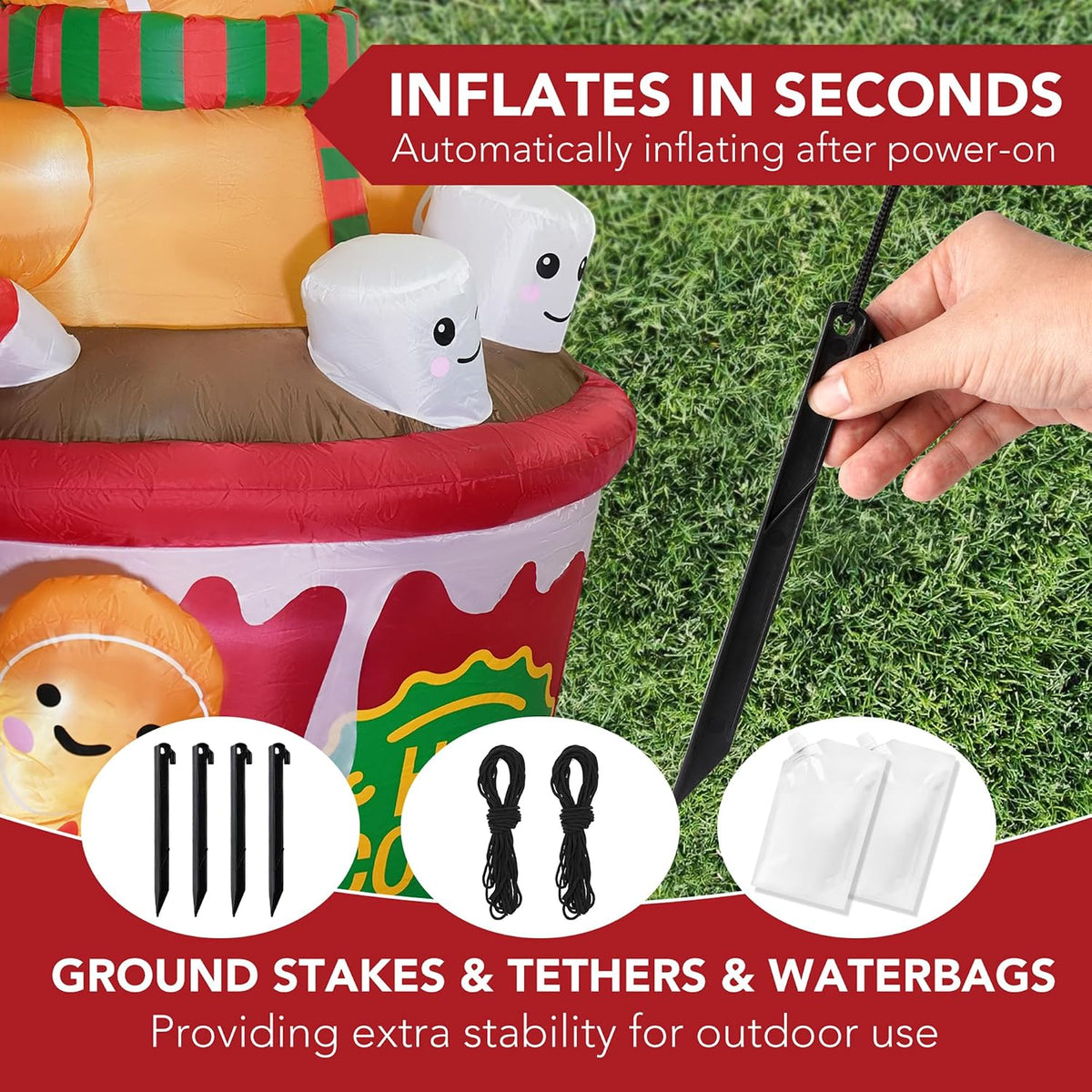 zpisf 6 ft christmas inflatables outdoor decorations, cute, package contents