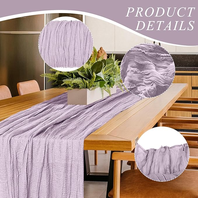 1 Pack Cheesecloth Table Runner 10Ft Christmas Gauze Boho Table Runners for Wedding Decor Bridal Shower Decorations Baby Shower Party(35" x 120")