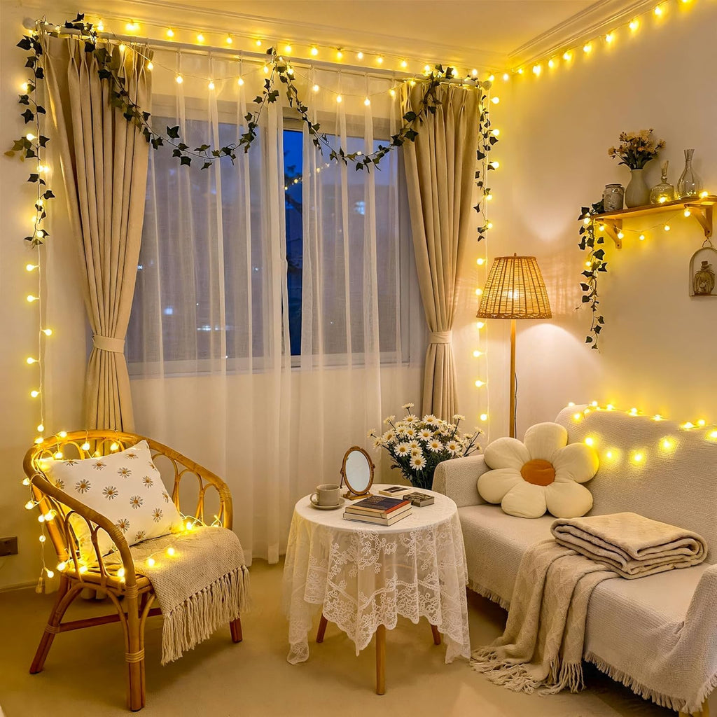 JMEXSUSS 100 LED Globe String Lights Indoor Bedroom, 33ft Classroom Lights | Connectable Warm White Christmas Lights Plug in with Remote, 8 Modes Hanging Fairy Lights Outdoor for Room Party Spring Home
