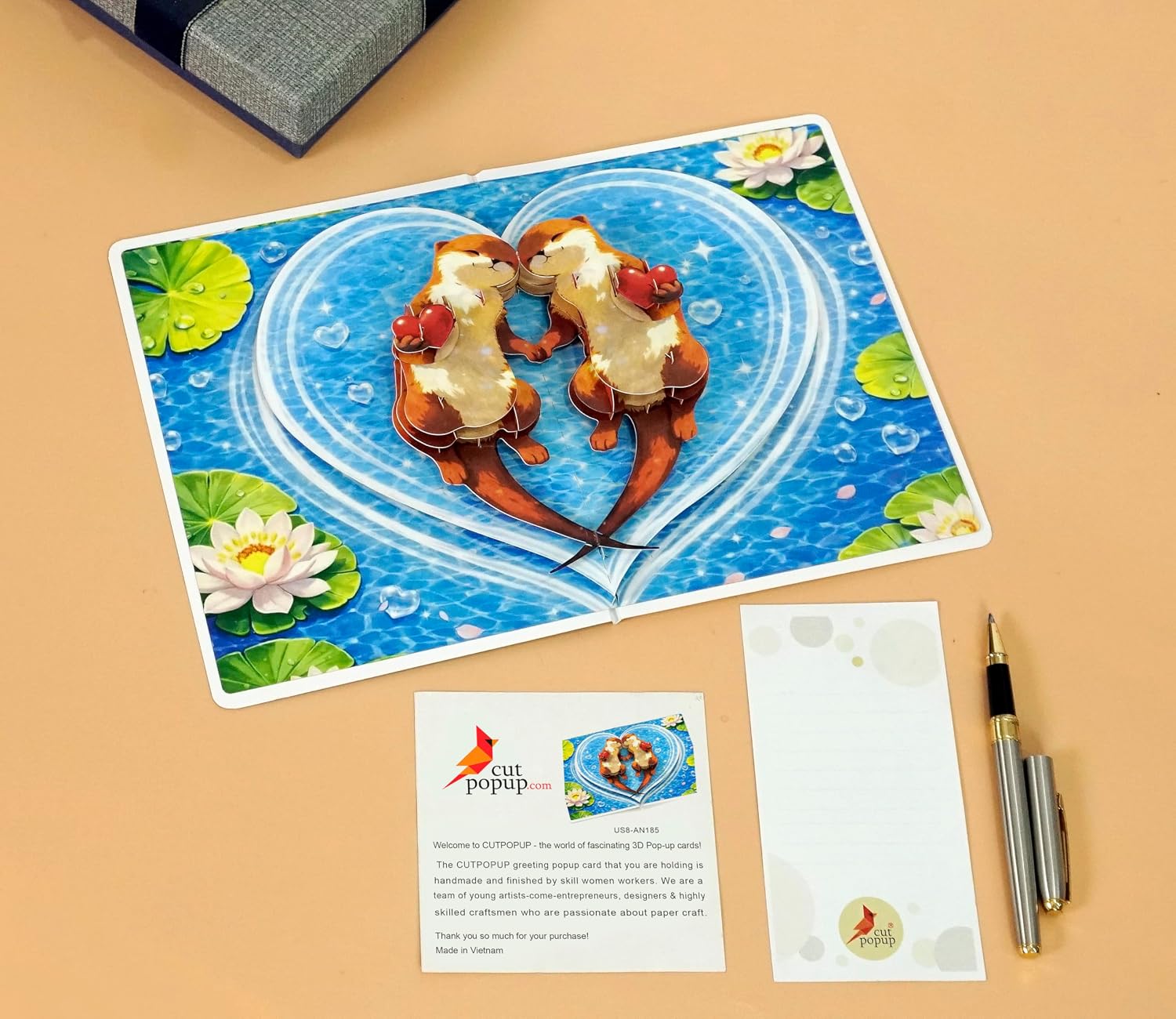CUTPOPUP Otter Couple Pop Up Anniversary Cards, 3D Wedding Anniversary Card for Him Her Wife Husband Mum Dad, Birthday Card, Mothers Day, Happy Valentines Day Cards Romantic US8-AN185US