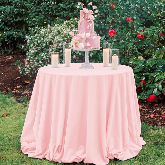 10 Pack Pink Round Tablecloths - 90 Inch, Polyester Table Cover, Stain and Wrinkle Resistant Washable Fabric, Perfect for Wedding Banquet Parties