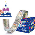 Birthday Money Box for Cash Gift Pull, Surprise Gift Boxes for Money, Money Holder Box with Pull Out Happy Birthday Card and 50Pcs Transparent Bags, Money Gift Ideas for Kids and Adults