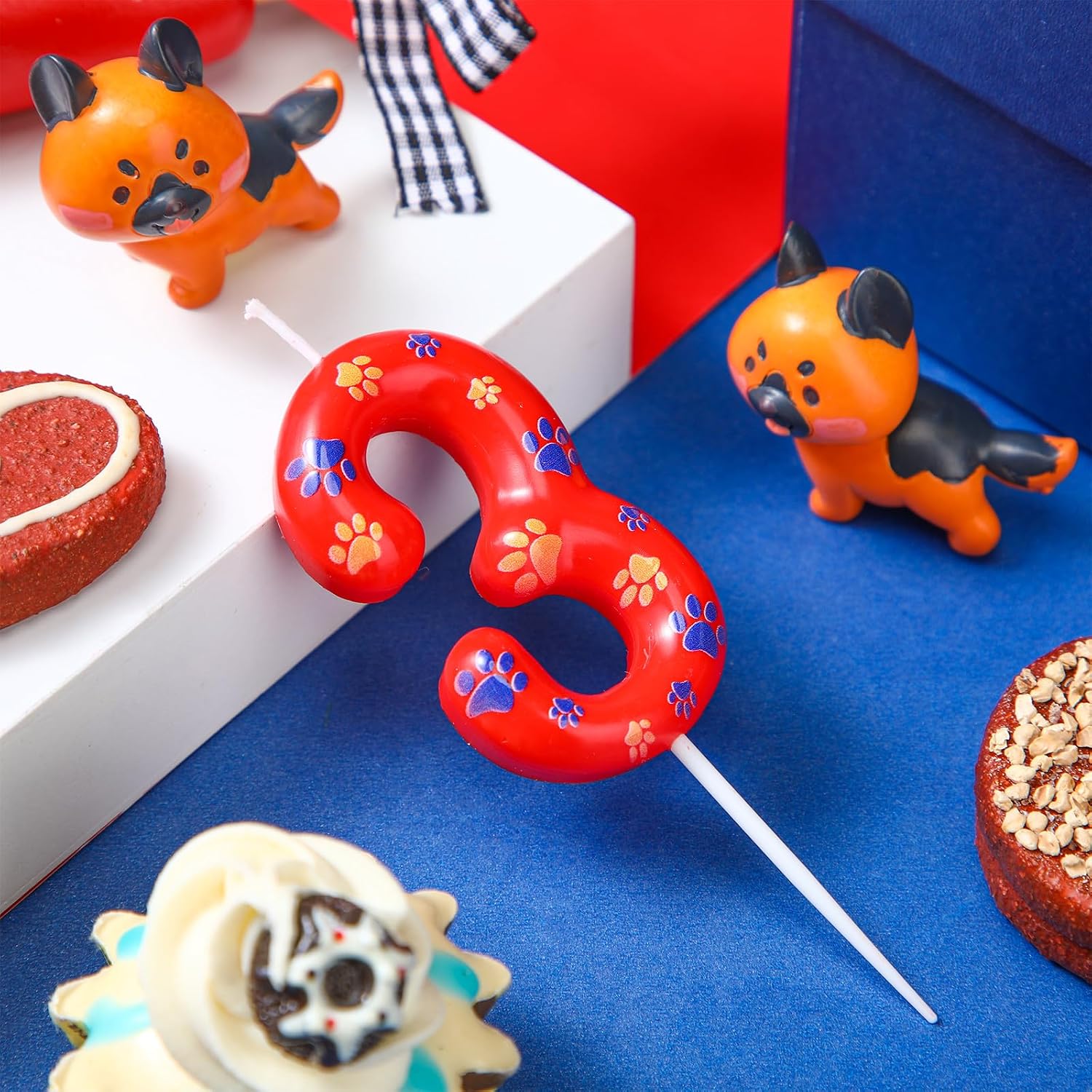 Conelist Number 3 Dog Paw Birthday Candles Dog Toppers Candles Numeral Birthday Cake Topper Boy Girl Paw Party Decoration Party Supplies