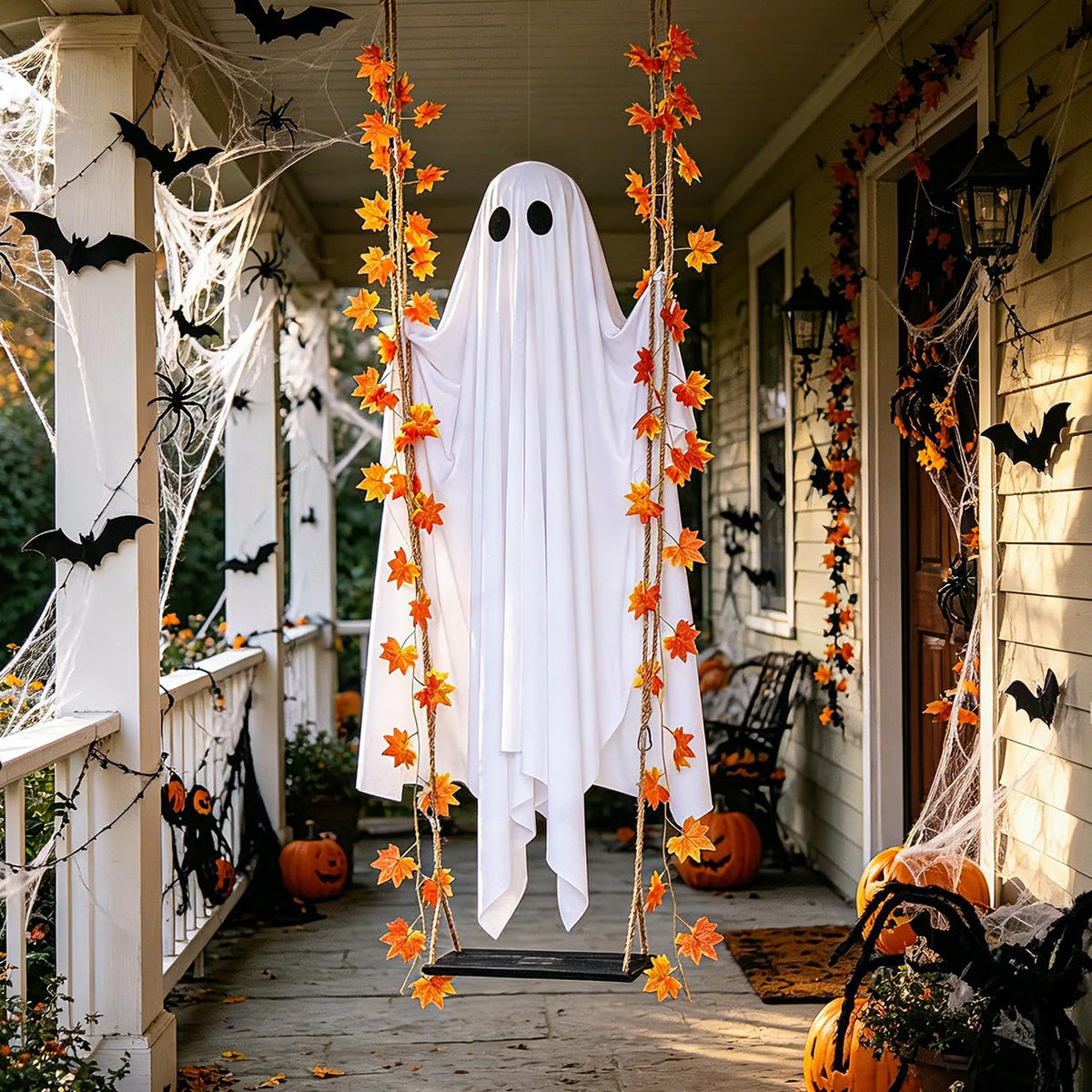 Swinging Ghost Outdoor Decor,4.4FT Halloween Decorations Outdoor Indoor with ...