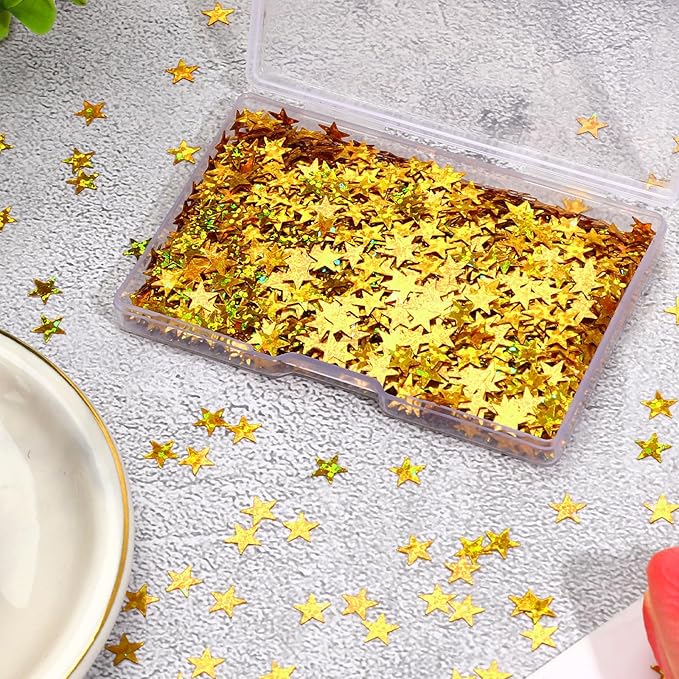 MARFOREVER Gold Star Confetti, Glitter Star Confetti Birthday Scatter Table Centerpiece Metallic Sequin Sprinkles Stars for Baby Shower Wedding Christmas Valentine Party Decorations