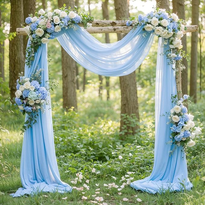 Wedding Arch Draping Fabric, 1 Panel 18FT Baby Blue Sheer Backdrop Curtain Chiffon Fabric Drapes Arbor Drapery Wedding Ceremony Reception Swag Decorations