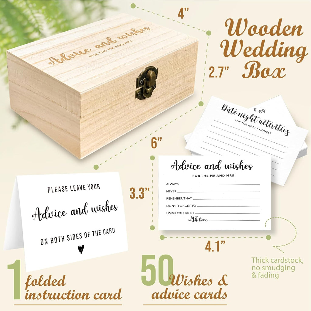 STOFINITY Advice And Wishes For The Mr And Mrs - Bridal Shower Advice Cards, Bridal Shower Games, Wedding Decorations, Advice For The Groom And Bride Box, Wedding Games For Reception