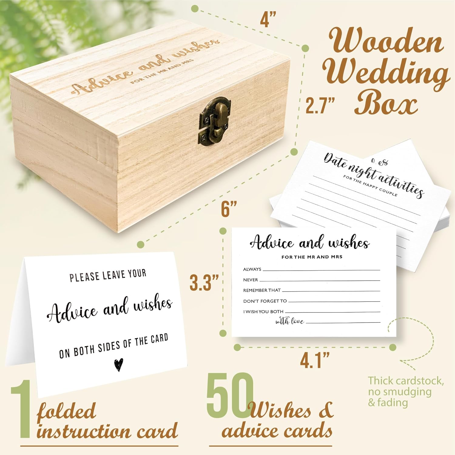 STOFINITY Advice And Wishes For The Mr And Mrs - Bridal Shower Advice Cards, Bridal Shower Games, Wedding Decorations, Advice For The Groom And Bride Box, Wedding Games For Reception