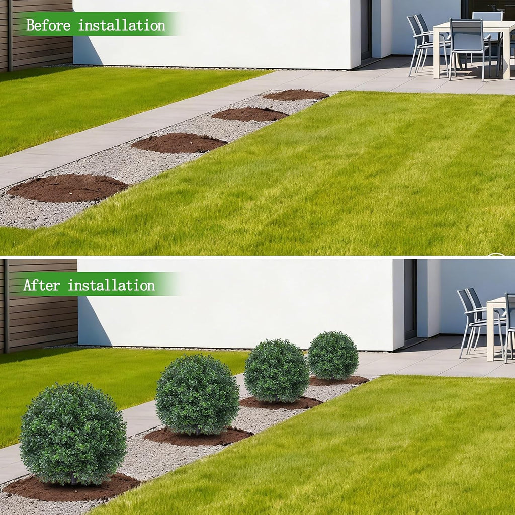yangrass 2pcs 24" artificial boxwood topiary ball trees, front angle view