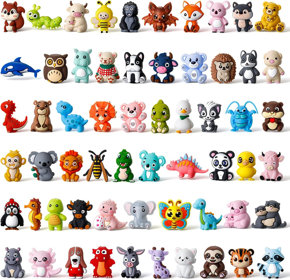 ferreve 60 pcs animal silicone beads for keychain, main product view