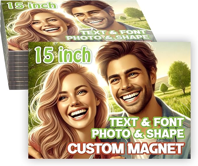 KETABAO – 15" Customize Rectangle Refrigerator and Car Photo Magnets - Personalize with Photos of Your Home, Office and Vehicle