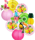 Luau Party Decorations, Aloha Paper Lanterns Tropical Parrot Birds Tissue Paper Fans Pineapple Honeycomb Decorations for Beach Pool Flamingo Moana Birthday Party Supplies