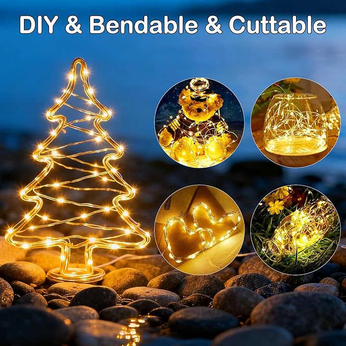 ZNYCYE 50 LED Fairy Lights with Timer,8.2Ft 8 Modes Battery Operated Fairy Lights, 6 Pack Mini Led String Lights for DIY Wedding Bedroom Mason Jar Vases Table Party Christmas Decoration (Warm White)