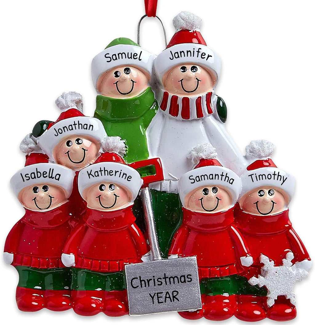 Personalized Family Christmas Ornaments - Custom Ornaments Family of 7 Christmas Ornament 2026 Holiday Family Ornament Customized Hanging Christmas Ornaments Family of 7 Ornaments for Christmas Tree