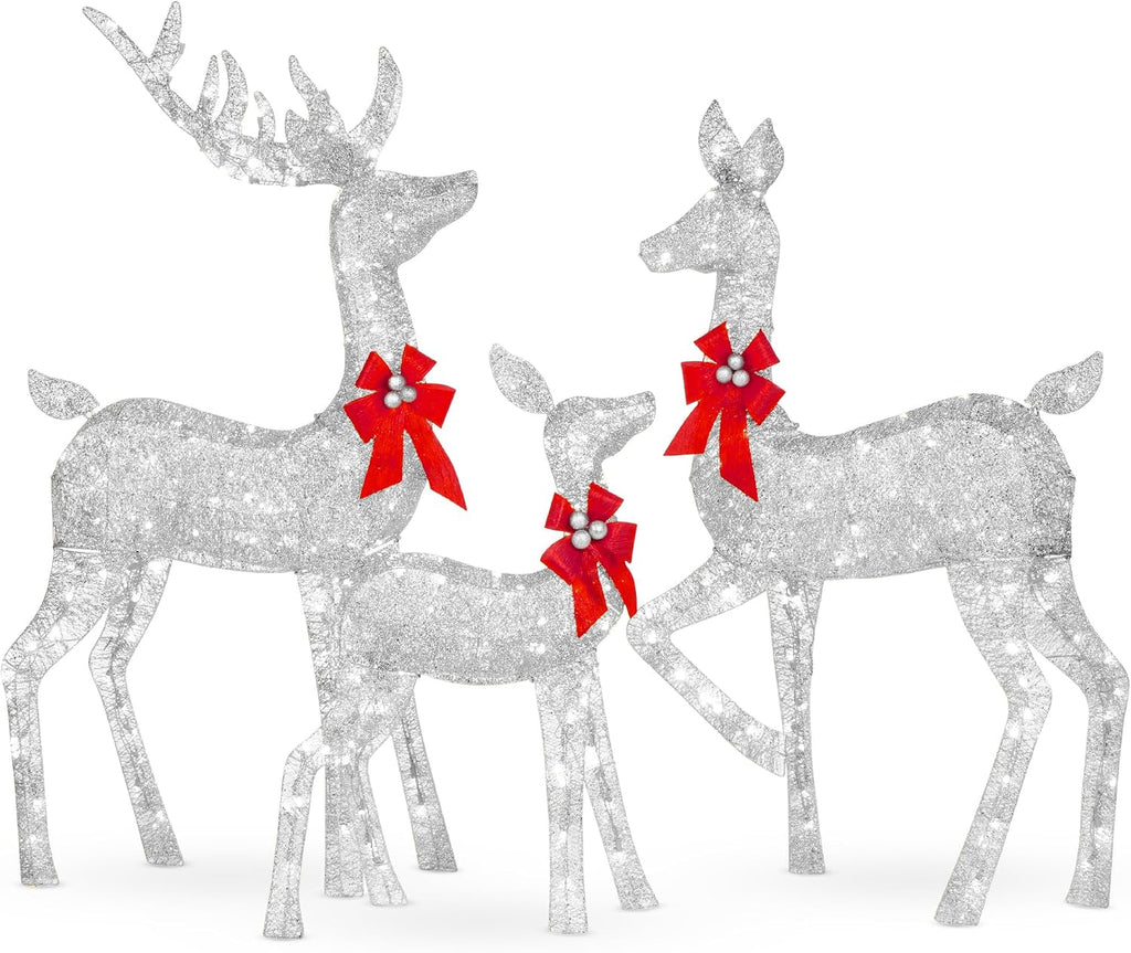 best choice products 3-piece large lighted christmas deer, main product view