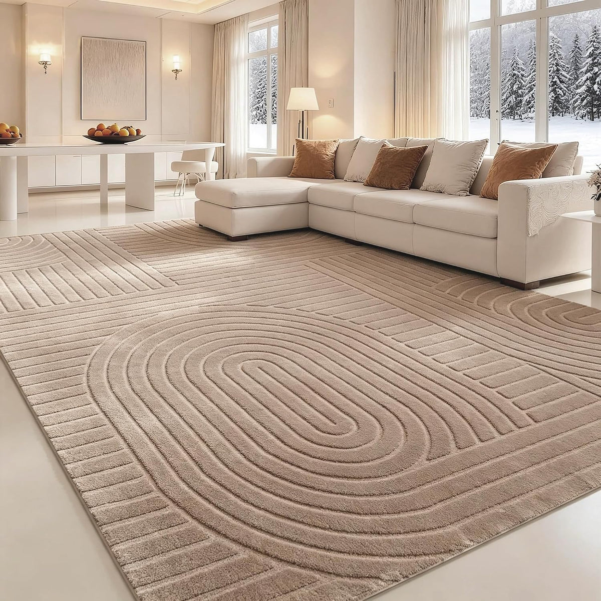 Brown Solid Area Rug 8x10, Washable Non Slip Rugs for Living Room