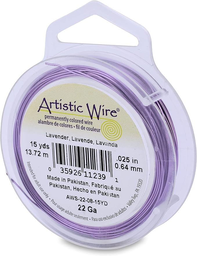 Artistic Wire, 22 Gauge Tarnish Resistant Colored Copper Craft Jewelry Wrapping Wire, Lavender, 15 yd
