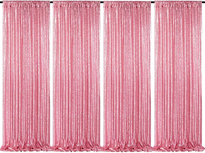 Backdrop Curtain Drapes 4 Pieces 2FTx8FT Blush Pink Wedding Backdrop for Bridal Shower Brithday Party Decor