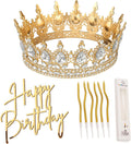 Highergo 8 Pcs Queen Crown Cake Topper Gold Rhinestone Crystal Tiara Birthday Cake Decoration for Women Princess Queen Wedding Party Photo Props