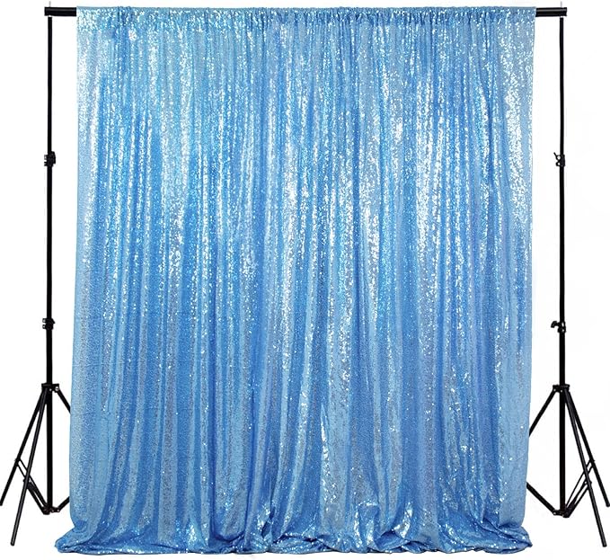 ShiDianYi Sequin Backdrop Baby Blue Sequin Photo Backdrop 4FT X 6FT Wedding Photo Booth Backdrop Shimmer Photography Background Ceremony Background