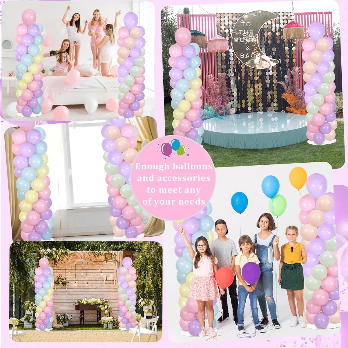 2 sets adjustable balloon column stand kit with on a desk or shelf