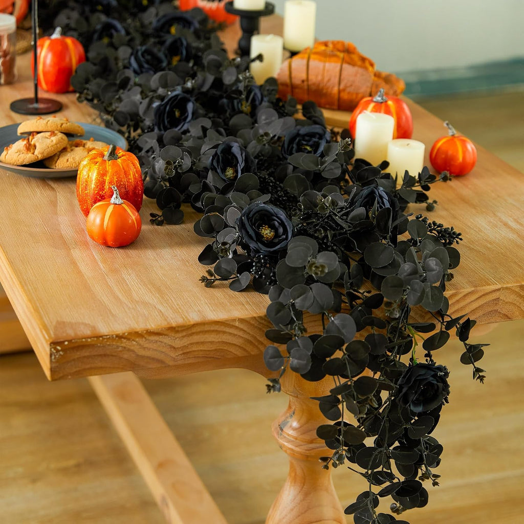 party joy 6.56ft halloween decorations black garland with, close-up detail